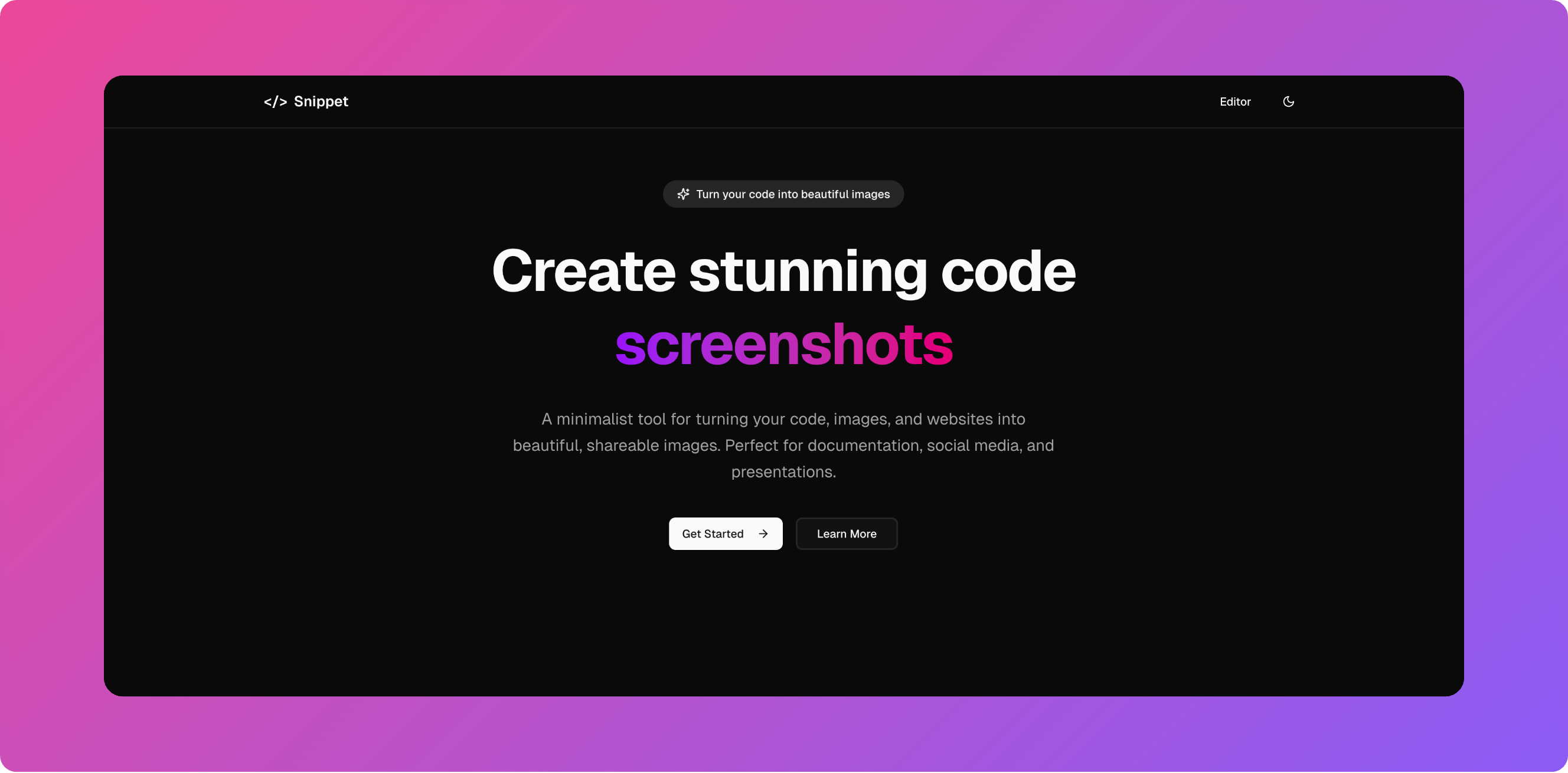 Plain screenshot → Polished snippet after